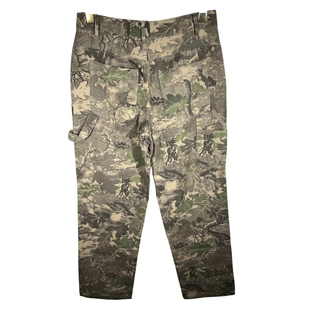 12th Tribe Camo Carpenter Pants Green Brown Forest Camouflage Utility NWT - Picture 6 of 12